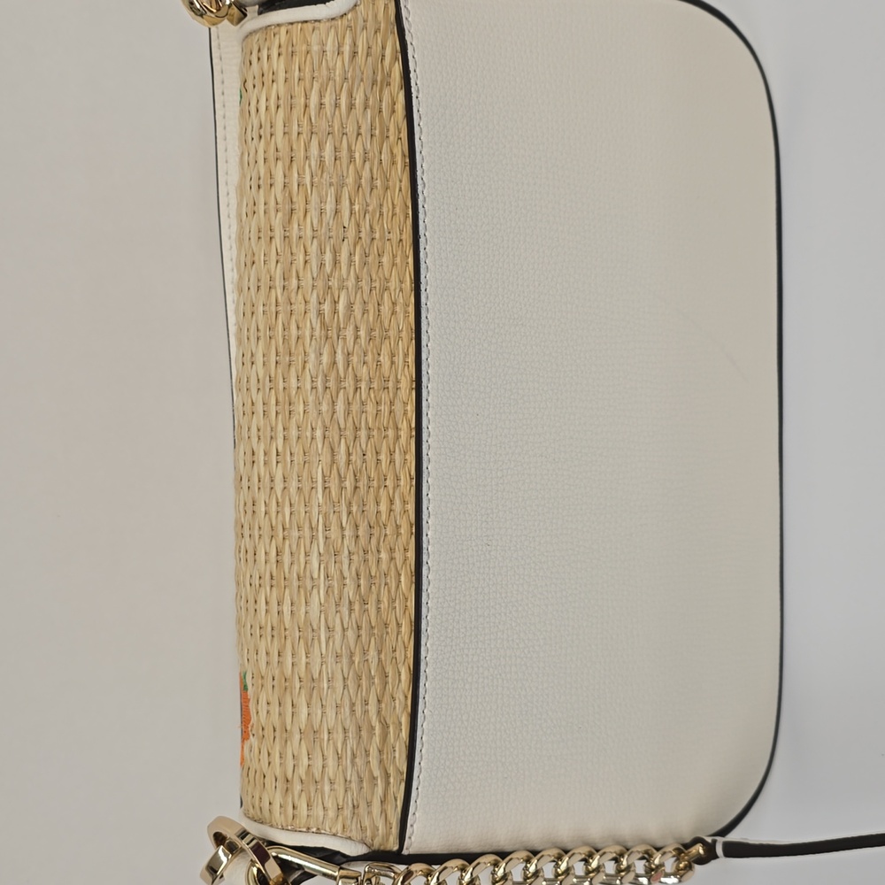 NEW Kate Spade Phoebe Embroidered Straw Flap Crossbody Shoulder Bag, Meringue - Picture 6 of 12
